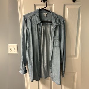 Daily Ritual, Light Wash Chambray, Button Up Blouse